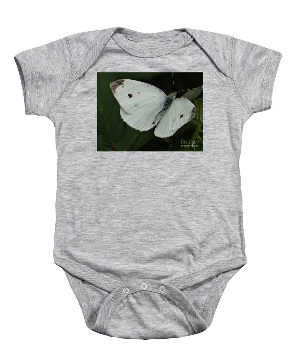 Butterfly Baby Onesie featuring the photograph White butterfly by Karin Ravasio
