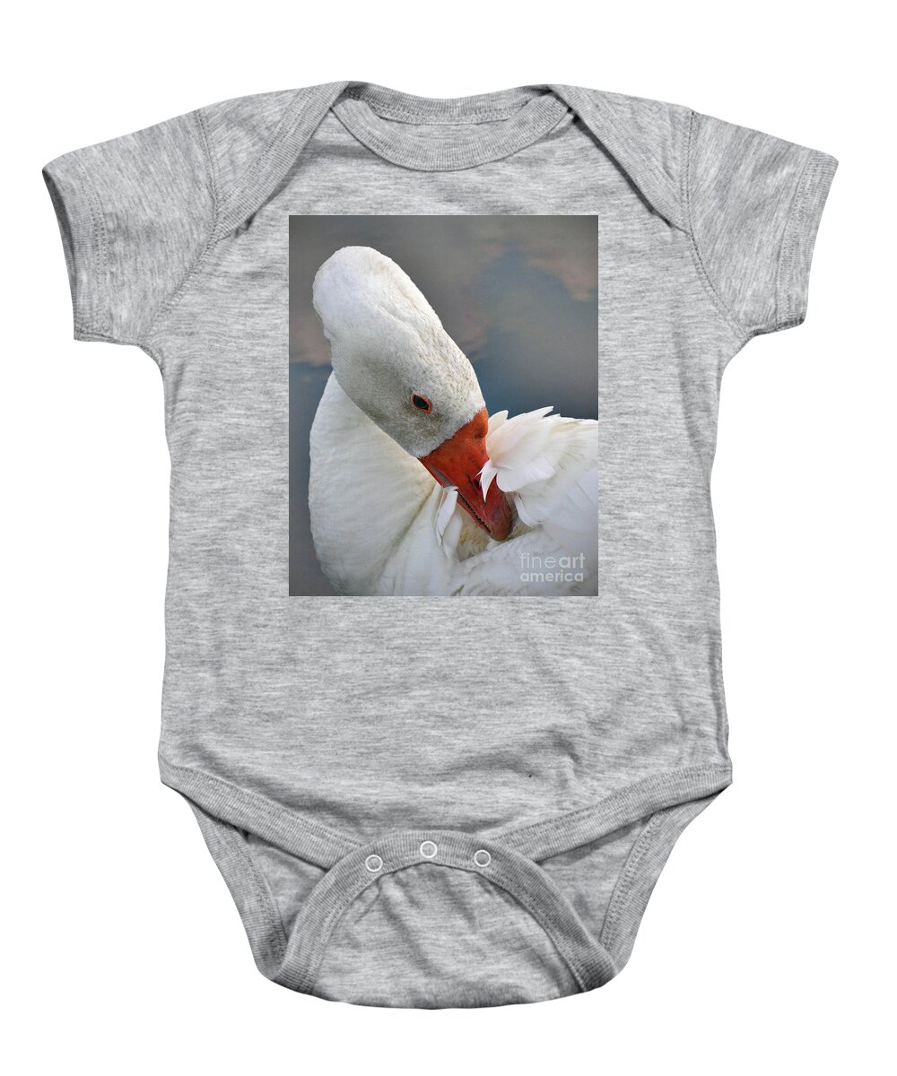  White Goose Baby Onesie featuring the photograph White Goose by Savannah Gibbs