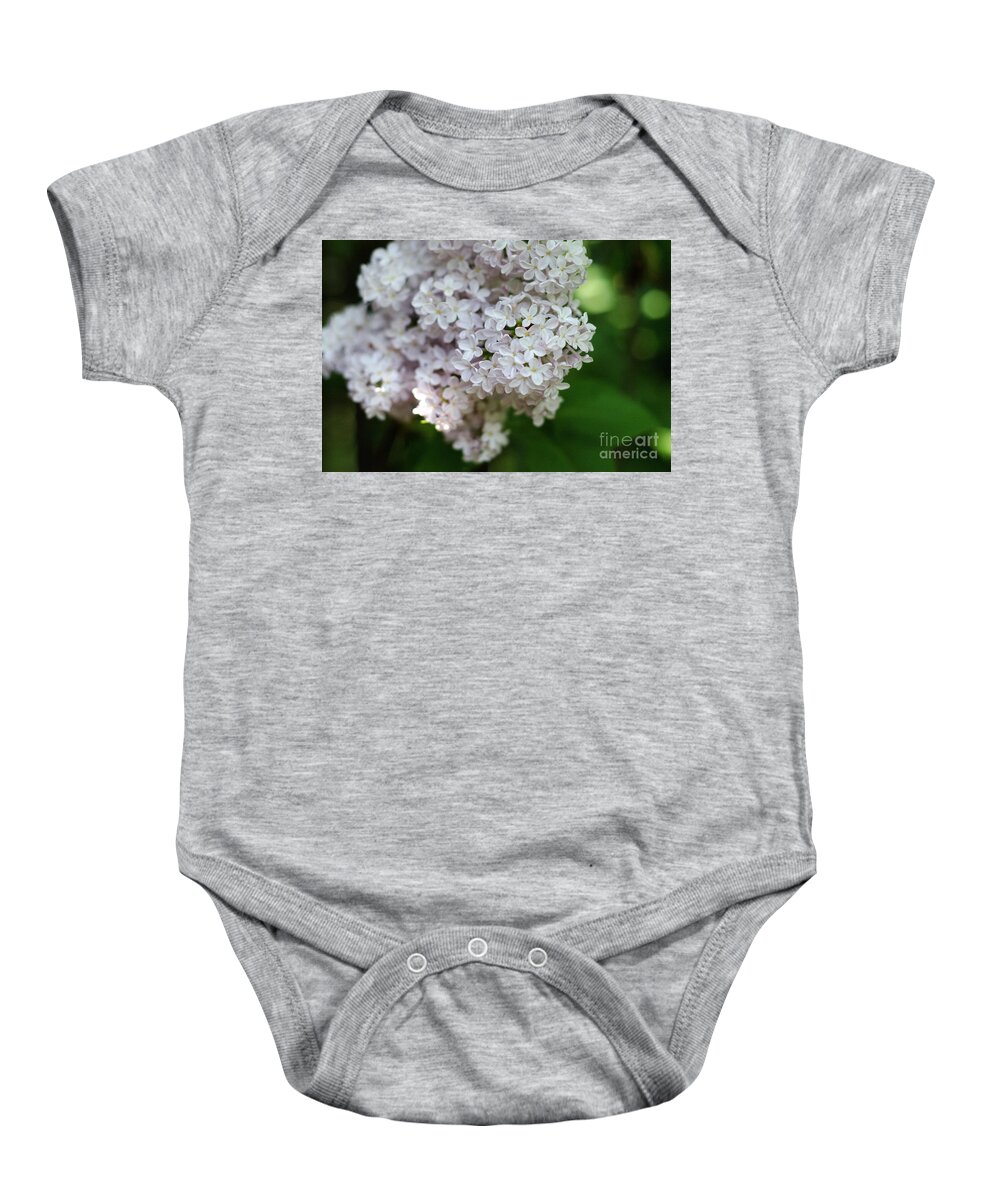 Lilac Baby Onesie featuring the photograph White Lilacs by Laurel Best