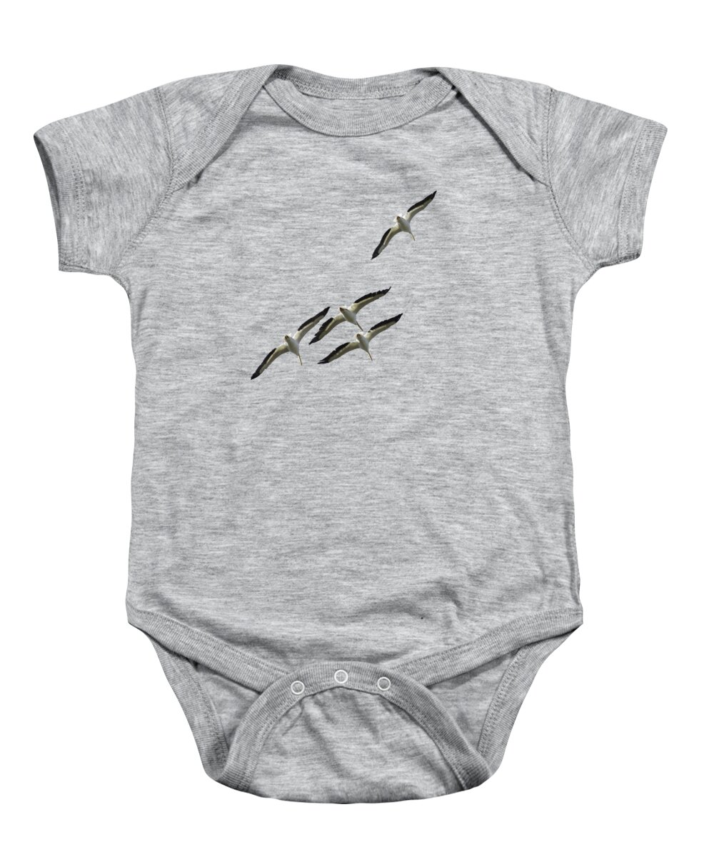 White Baby Onesie featuring the photograph White Pelicans Transparency by Richard Goldman