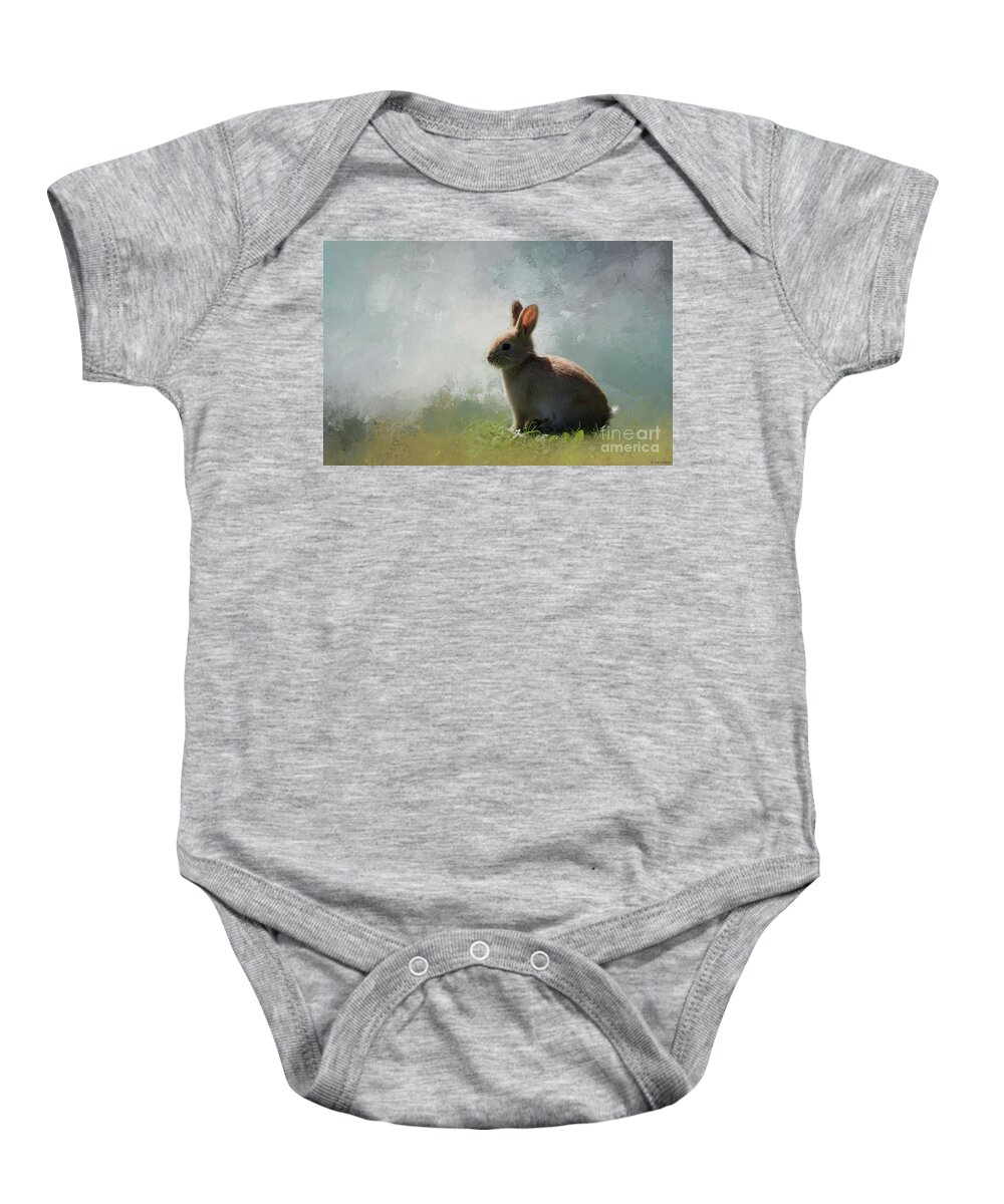Bunny Baby Onesie featuring the photograph White Point Bunny by Eva Lechner