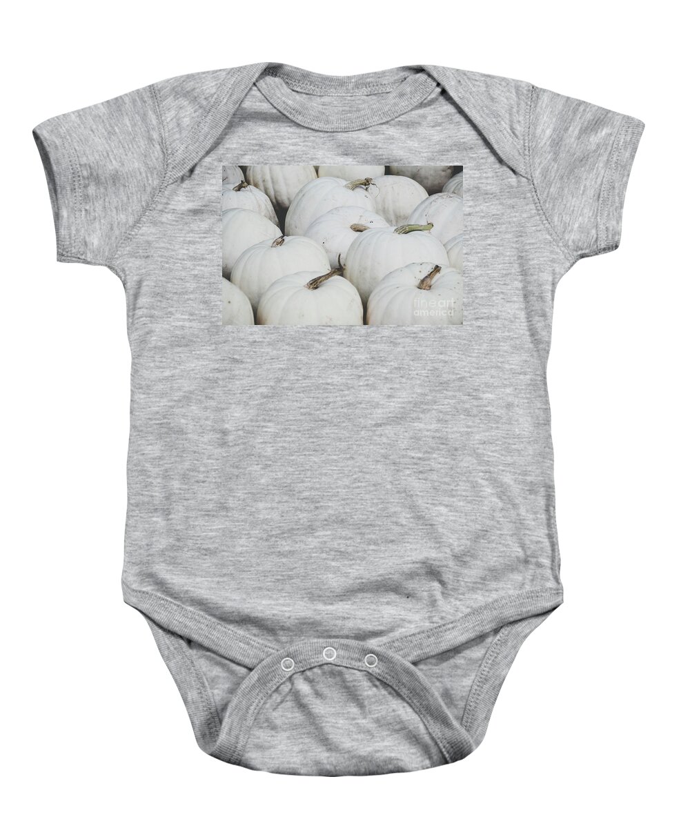 Holidays Baby Onesie featuring the photograph White Pumpkins by Andrea Anderegg