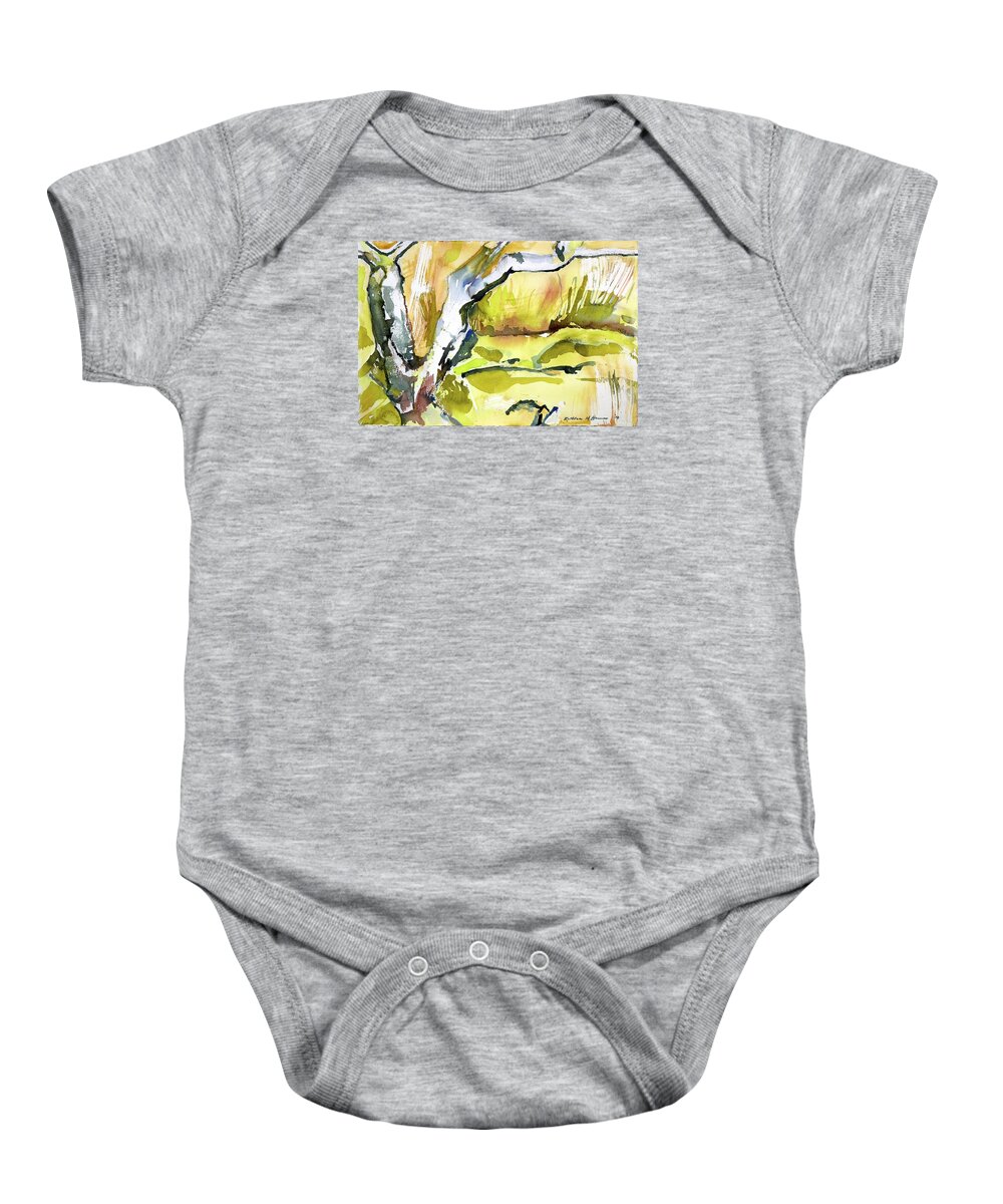  Baby Onesie featuring the painting White Tree by Kathleen Barnes