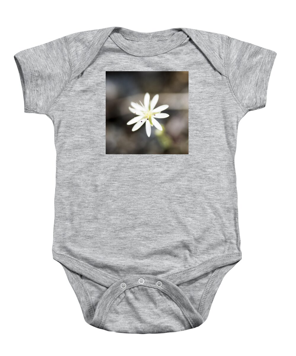 Alaska Baby Onesie featuring the photograph White Wildflower by Ian Johnson