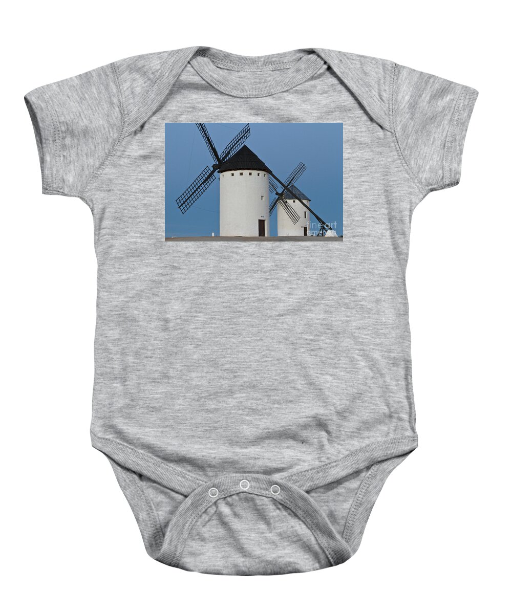 Windmills Baby Onesie featuring the photograph White Windmills by Heiko Koehrer-Wagner