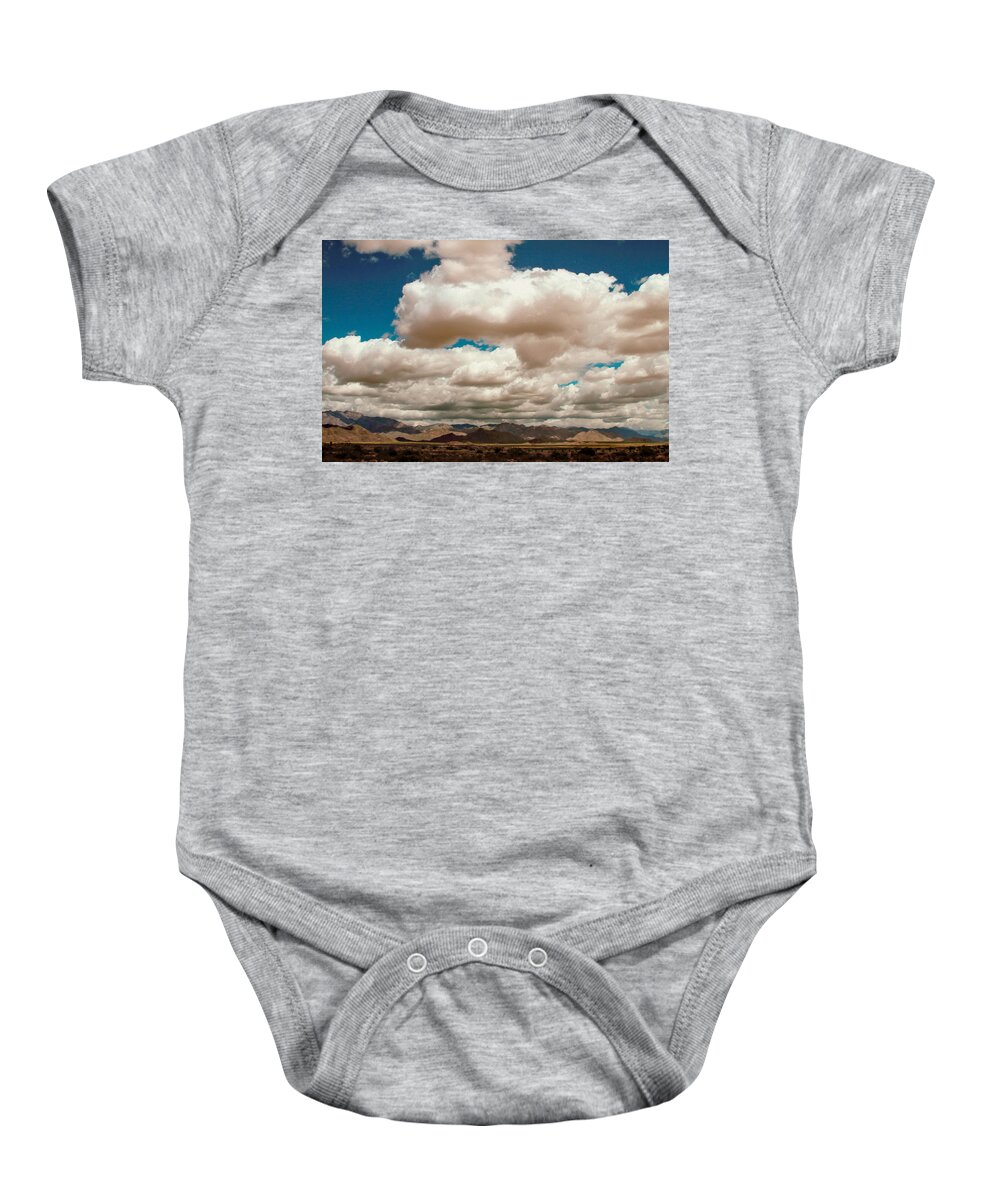 Bonnie Follett Baby Onesie featuring the photograph Wild Clouds Over Arizona I-40 by Bonnie Follett