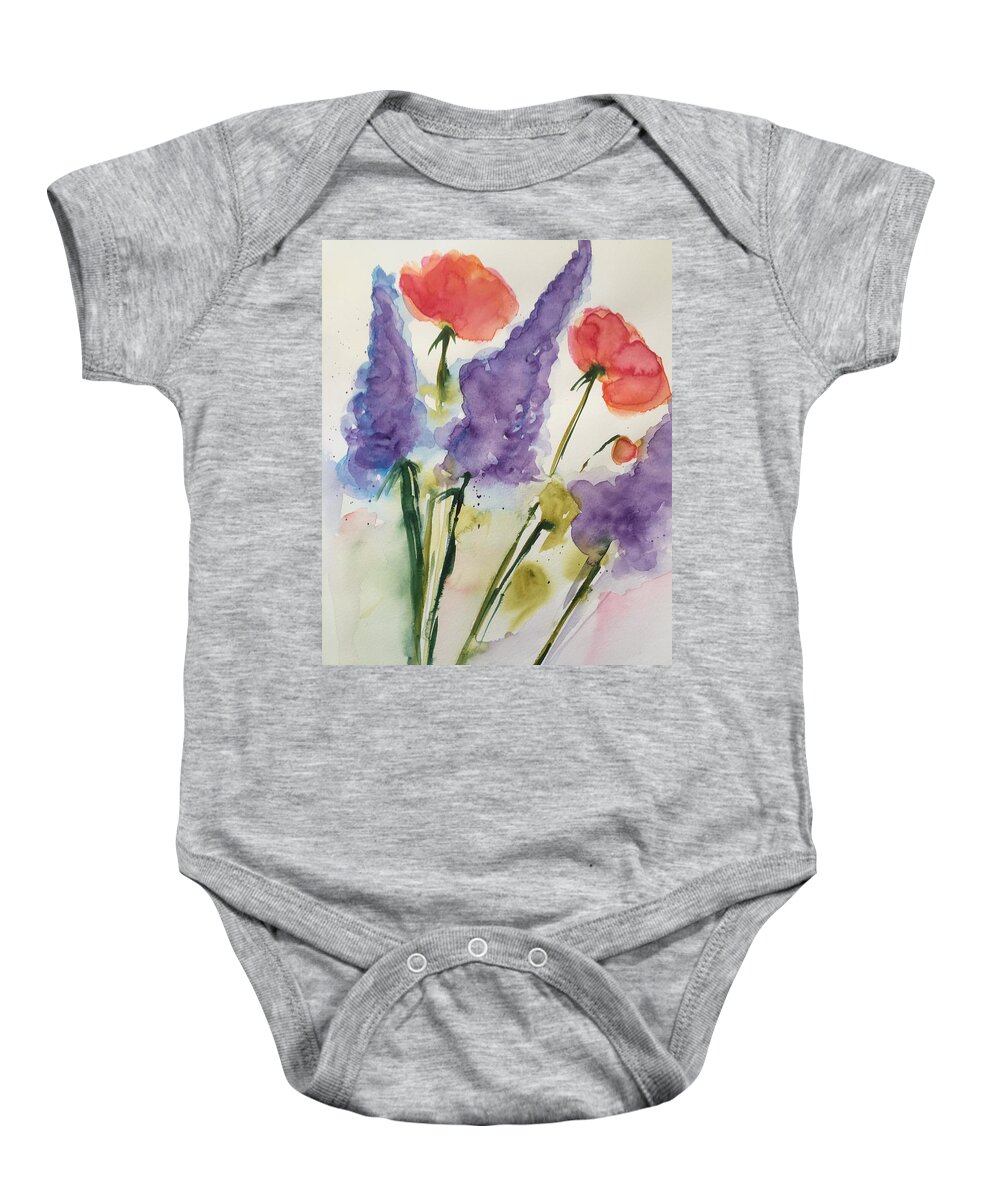 Wild Flowers Baby Onesie featuring the painting Wild Flowers Part Two by Britta Zehm