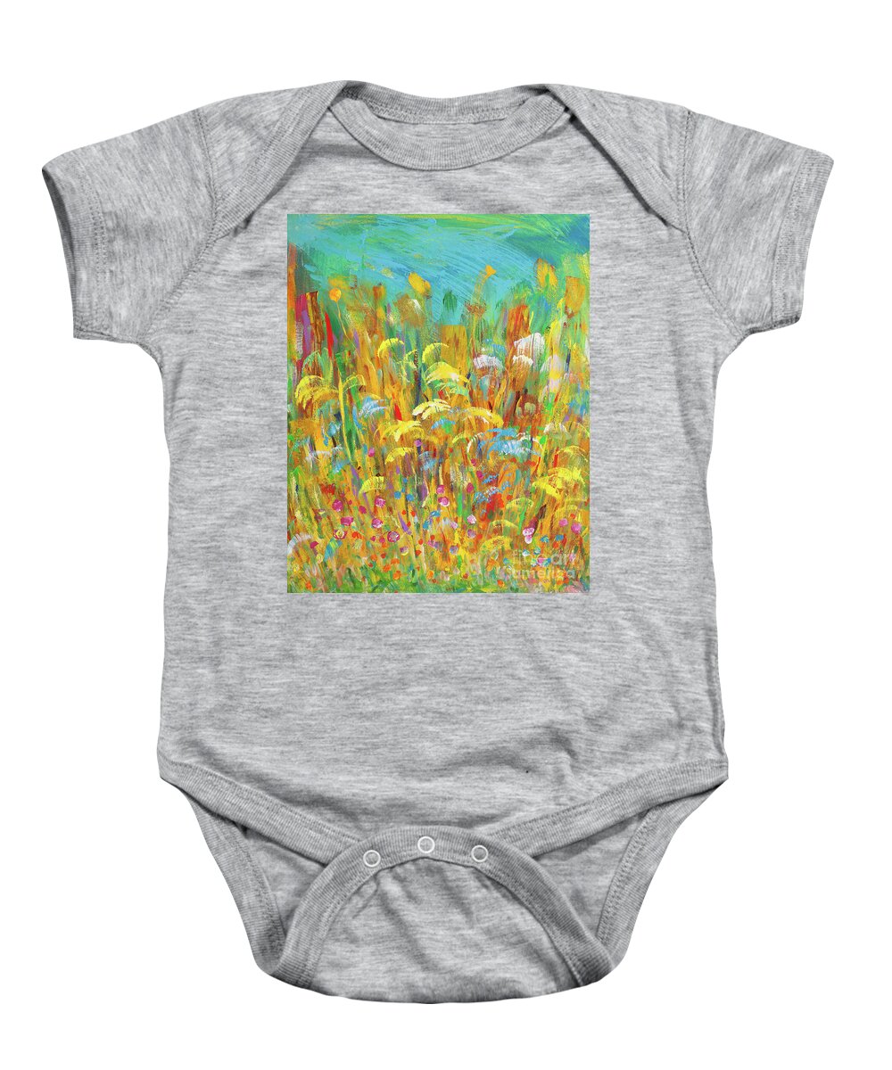 Wildflowers Baby Onesie featuring the painting Wildflowers by Bjorn Sjogren