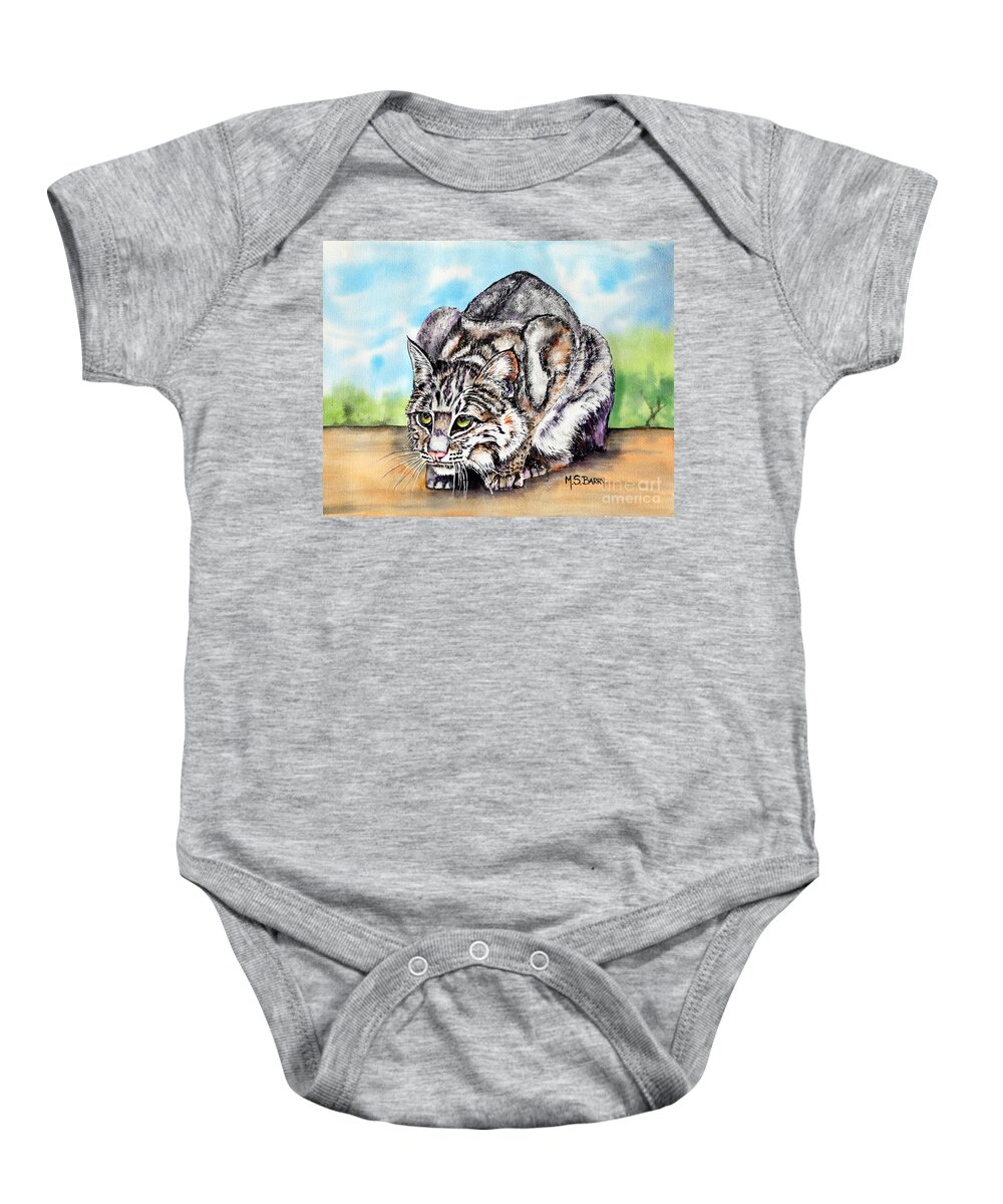 Bobcat Baby Onesie featuring the painting Willow by Maria Barry