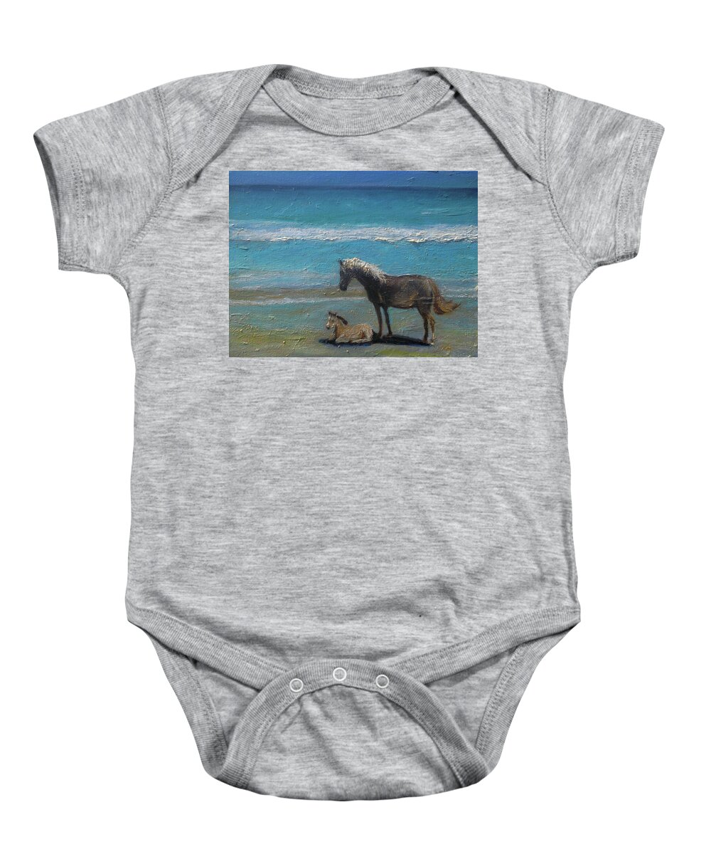 Horses Baby Onesie featuring the painting Windswept by Susan Esbensen