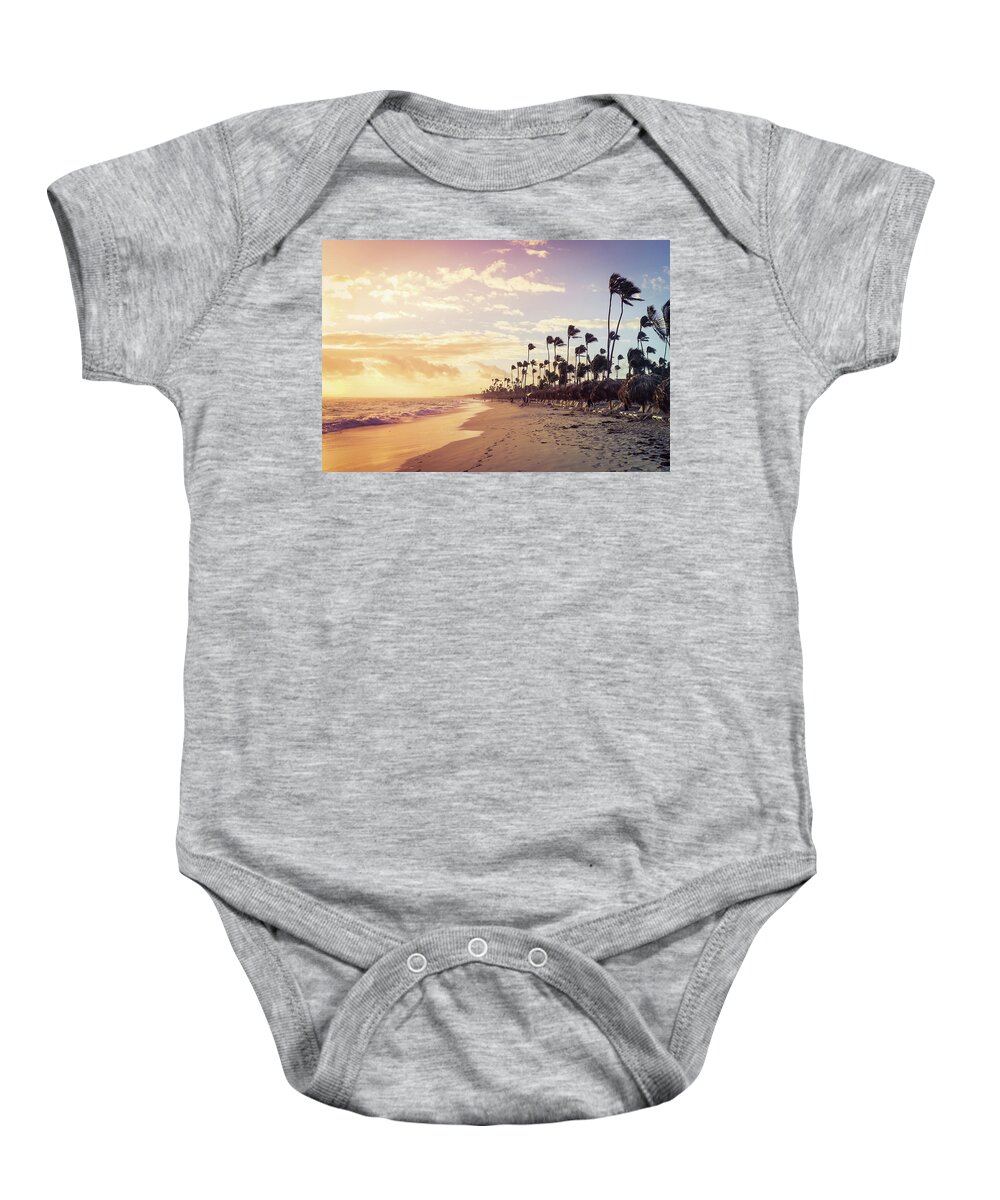 #puntacana Baby Onesie featuring the photograph Windy Morning on the Beach by Rebekah Zivicki