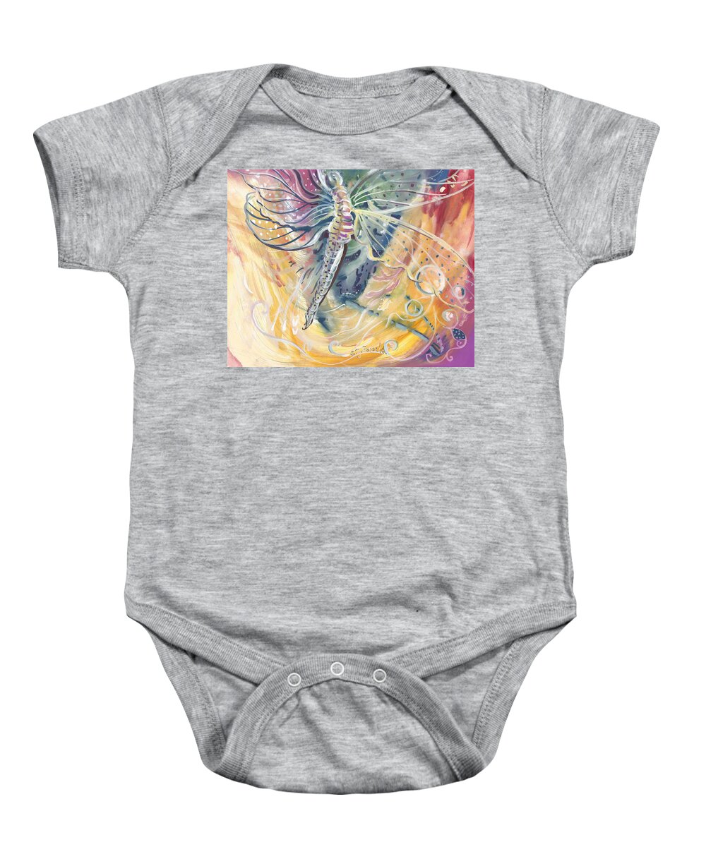 Wings Of Transformation Baby Onesie featuring the painting Wings of Transformation by Sheri Jo Posselt