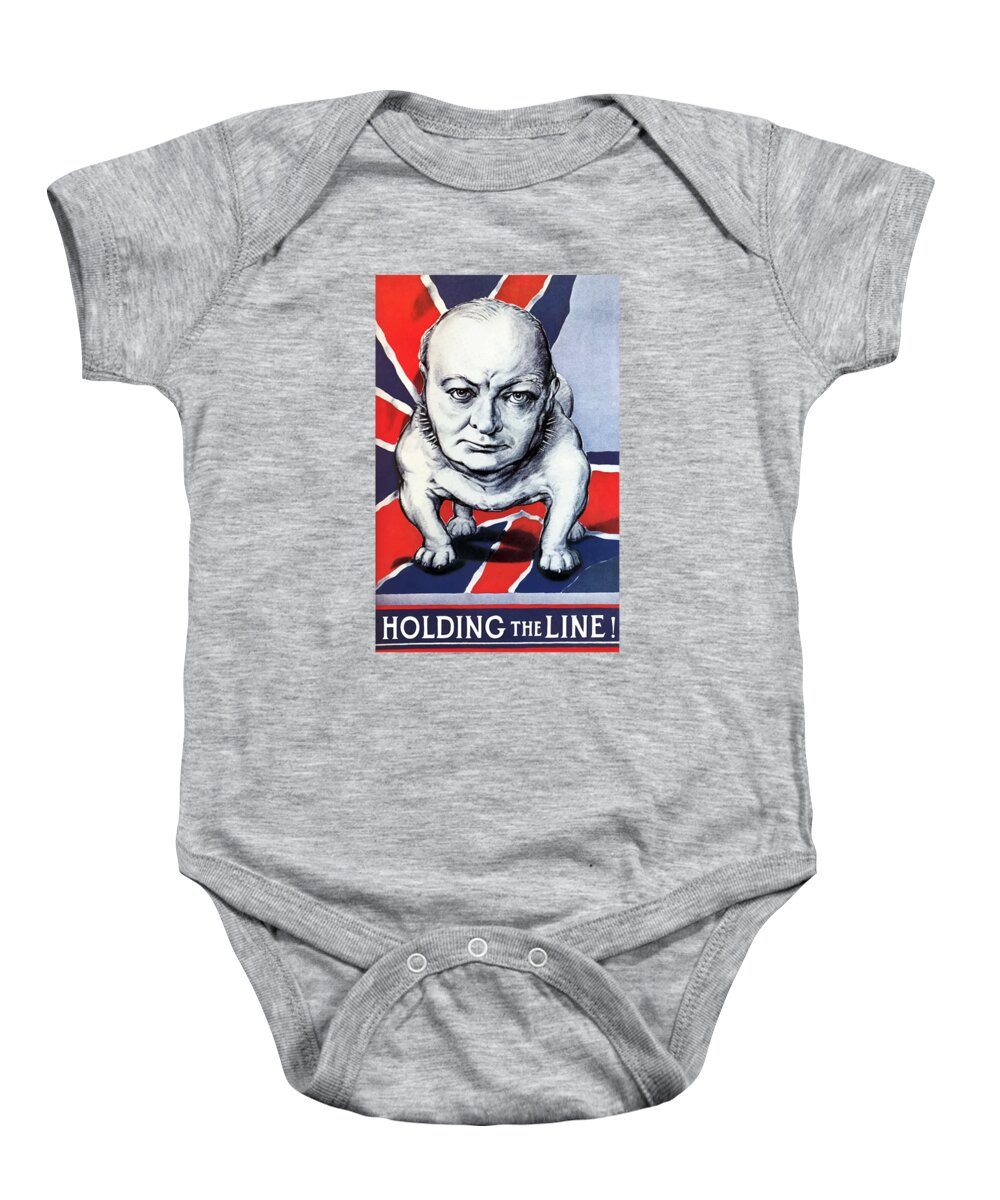 Winston Churchill Baby Onesie featuring the painting Winston Churchill Holding The Line by War Is Hell Store