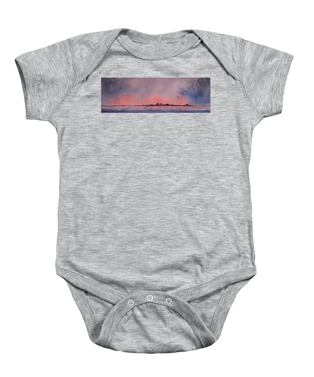 Winter Baby Onesie featuring the painting Winter City by Ruth Kamenev