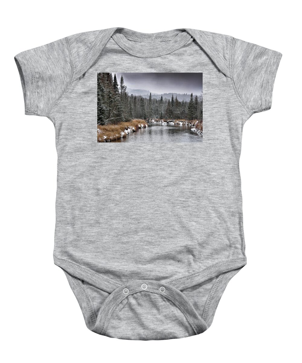 winter Landscape Baby Onesie featuring the photograph Winter in the Adirondack Mountains - New York by Brendan Reals