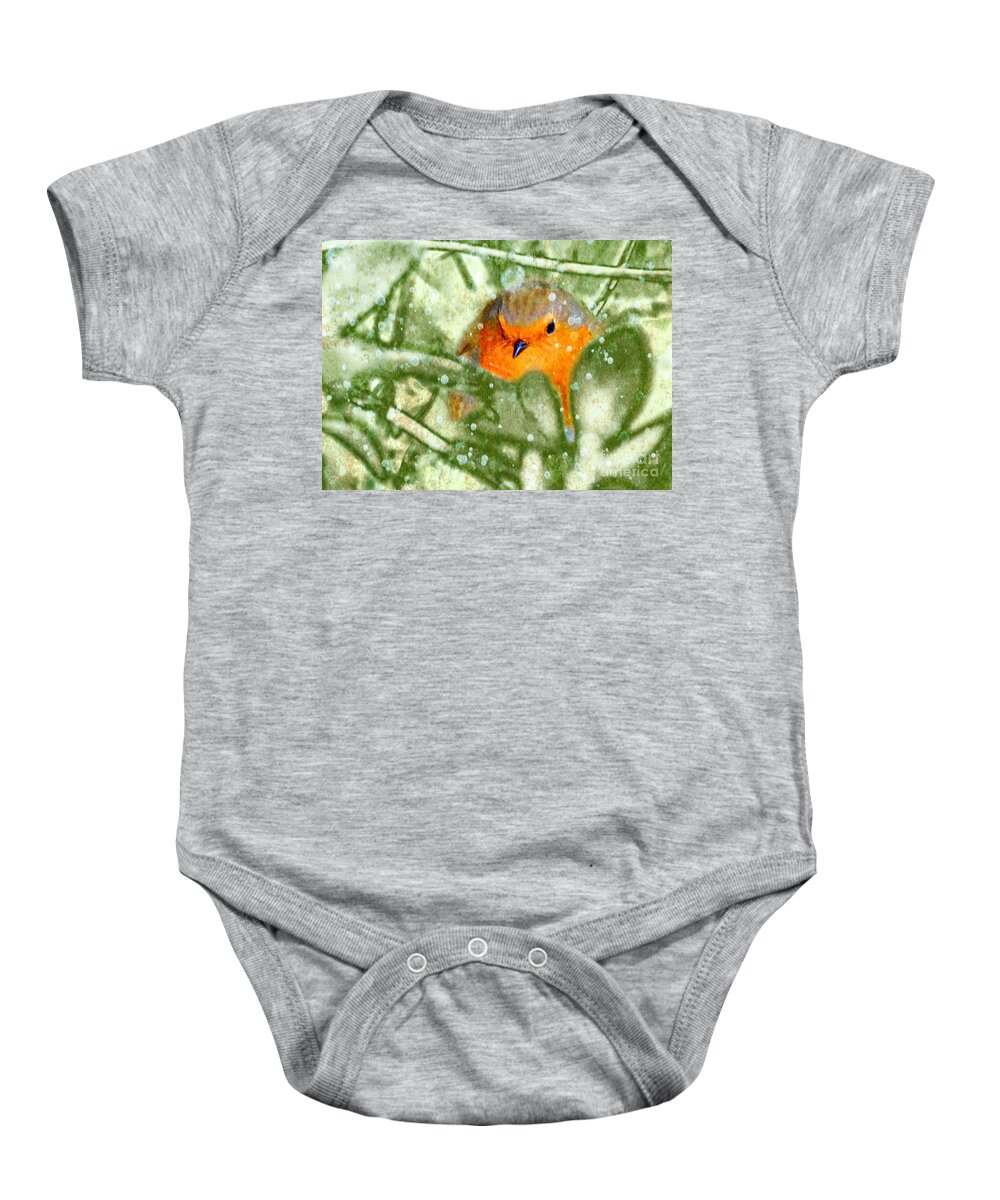 Winter Baby Onesie featuring the photograph Winter Robin by LemonArt Photography