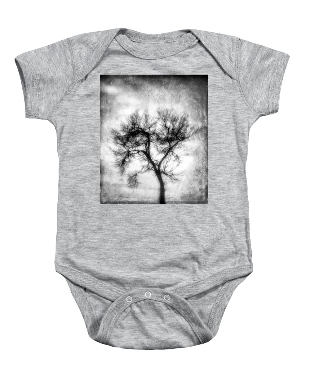 Landscape Baby Onesie featuring the photograph Winter Tree-BW by Joye Ardyn Durham