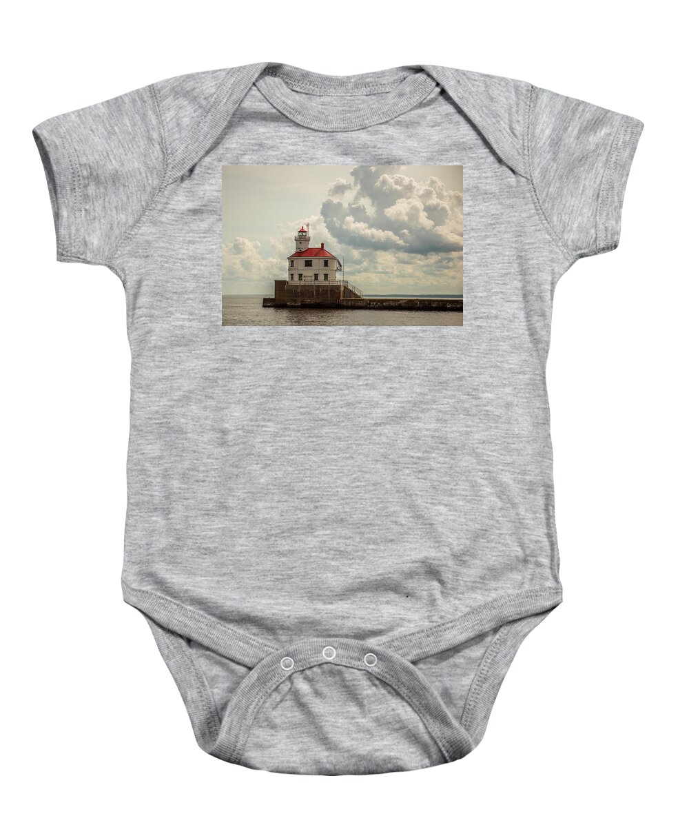 Wisconsin Point Lighthouse Baby Onesie featuring the photograph Wisconsin Point Lighthouse by Paul Freidlund