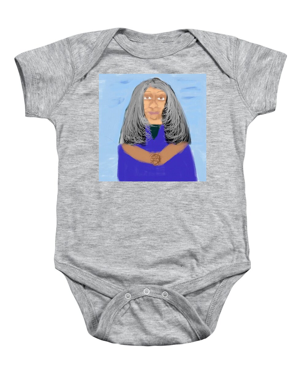 Wisdom Baby Onesie featuring the digital art Wisdom Love and Patience by Joan Ellen Gandy