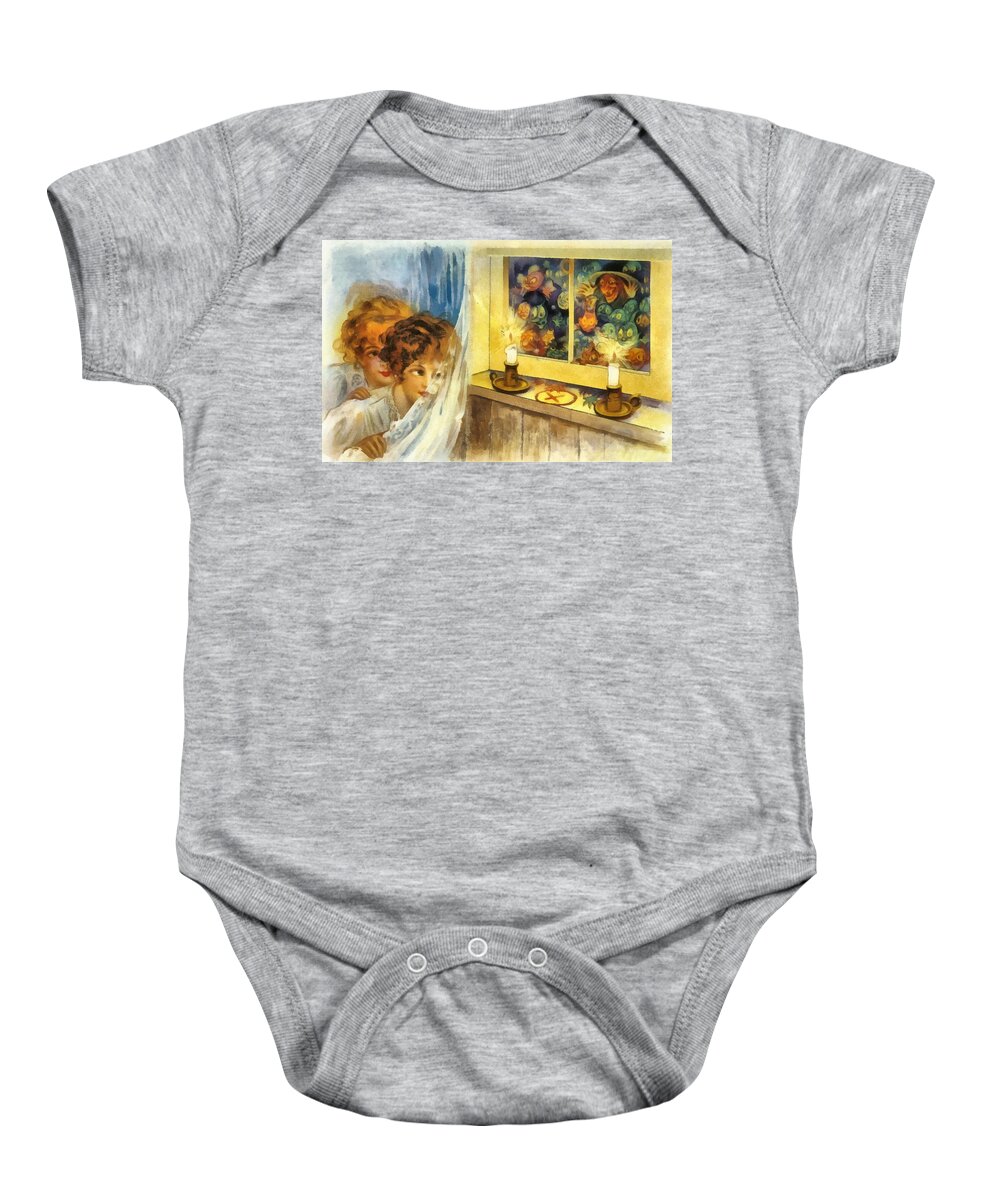 Unknown Baby Onesie featuring the photograph Witch In The Window by Unknown