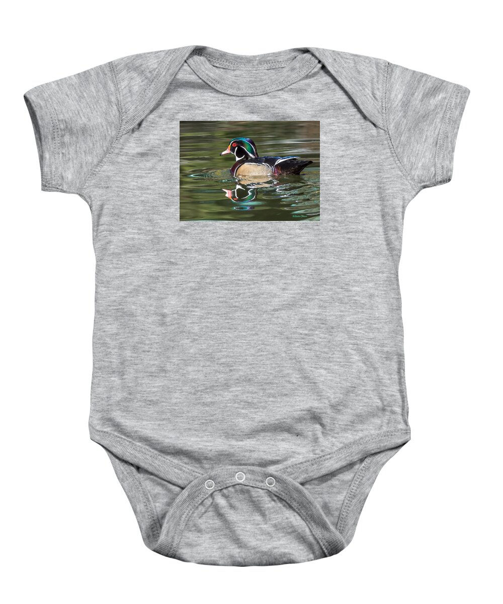 Ducks Baby Onesie featuring the photograph Wood Duck Reflections at Sterne Park by Stephen Johnson