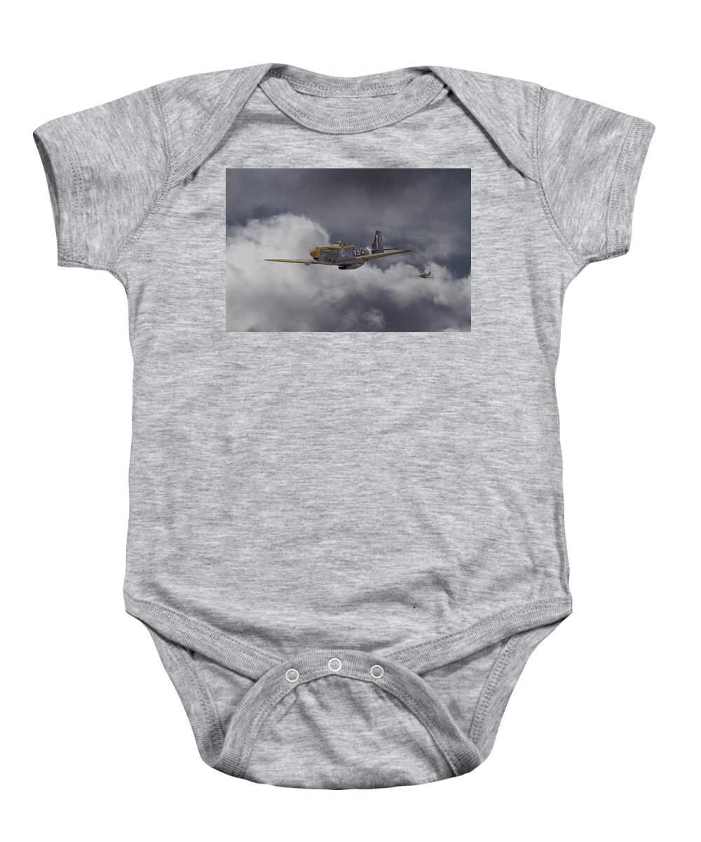 Aircraft Baby Onesie featuring the photograph WW2 - P-51 - I think we-re lost by Pat Speirs