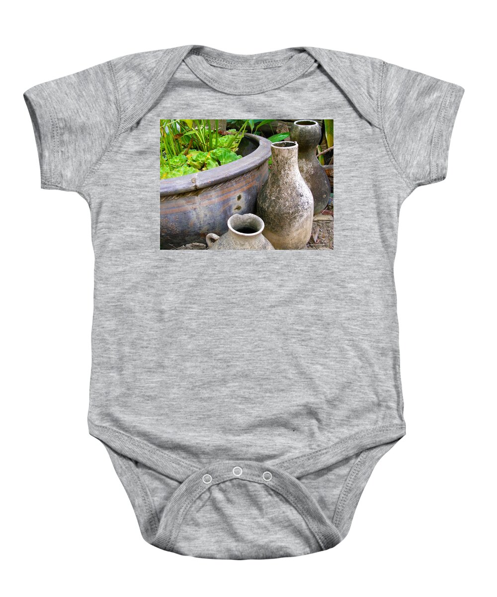  Baby Onesie featuring the drawing Yard Water Jugs 2016 by Brian Gilna