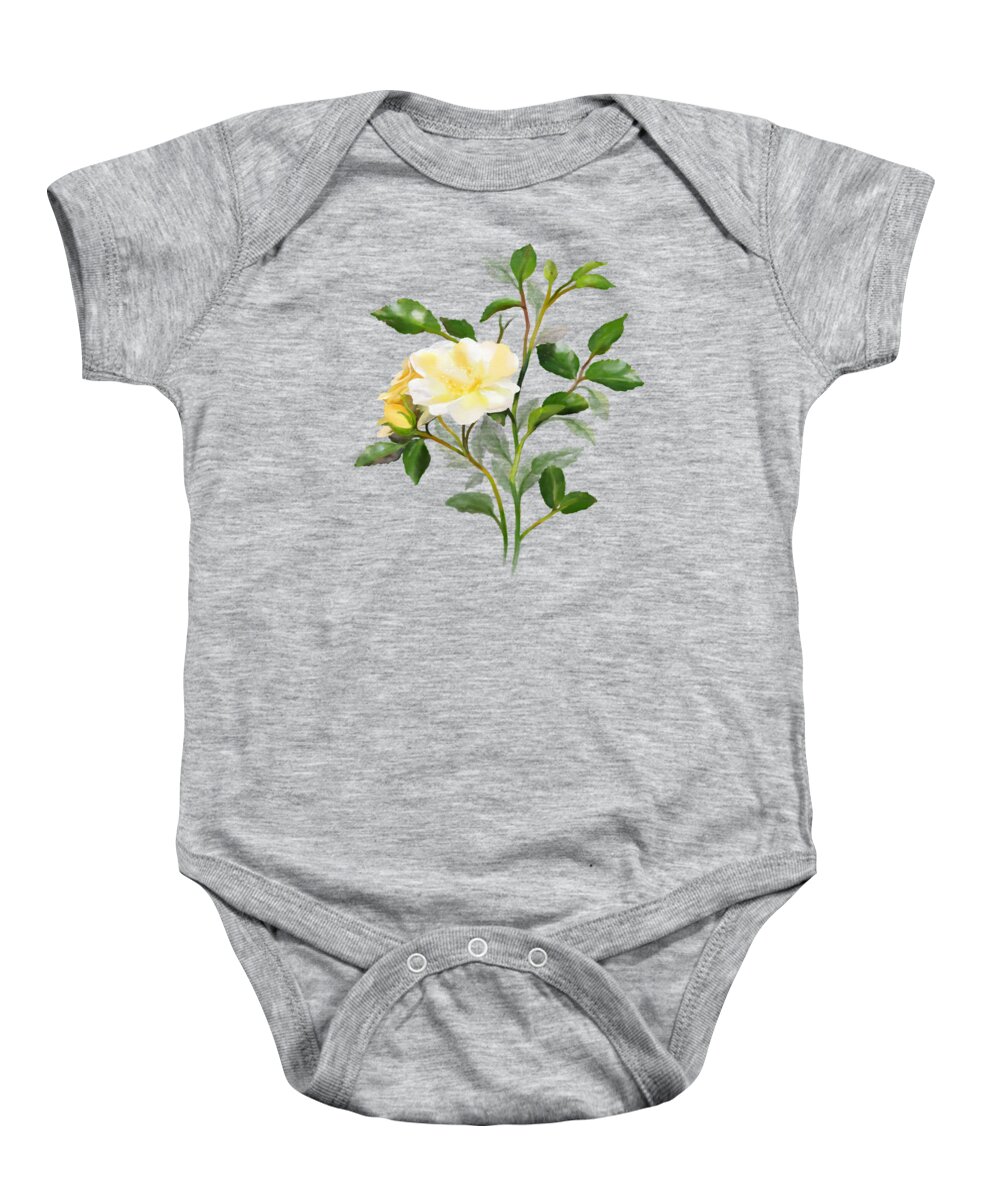 Rose Baby Onesie featuring the painting Yellow Watercolor Rose by Ivana Westin