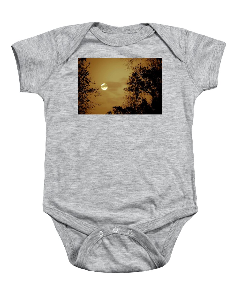 Moon Baby Onesie featuring the photograph Yesteryears Moon by DigiArt Diaries by Vicky B Fuller
