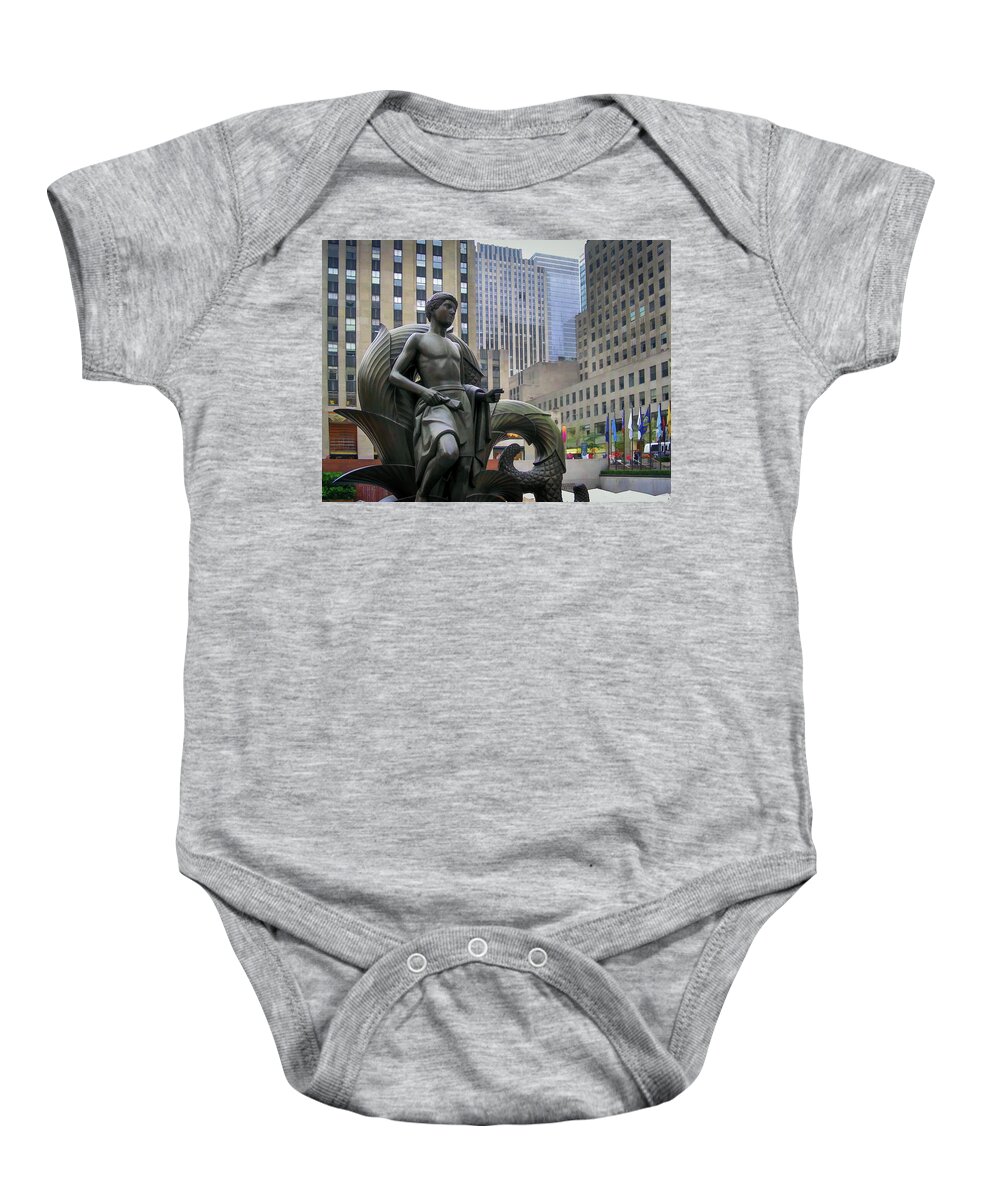 New York City Baby Onesie featuring the photograph Youth at Rockefeller Center by David Thompsen