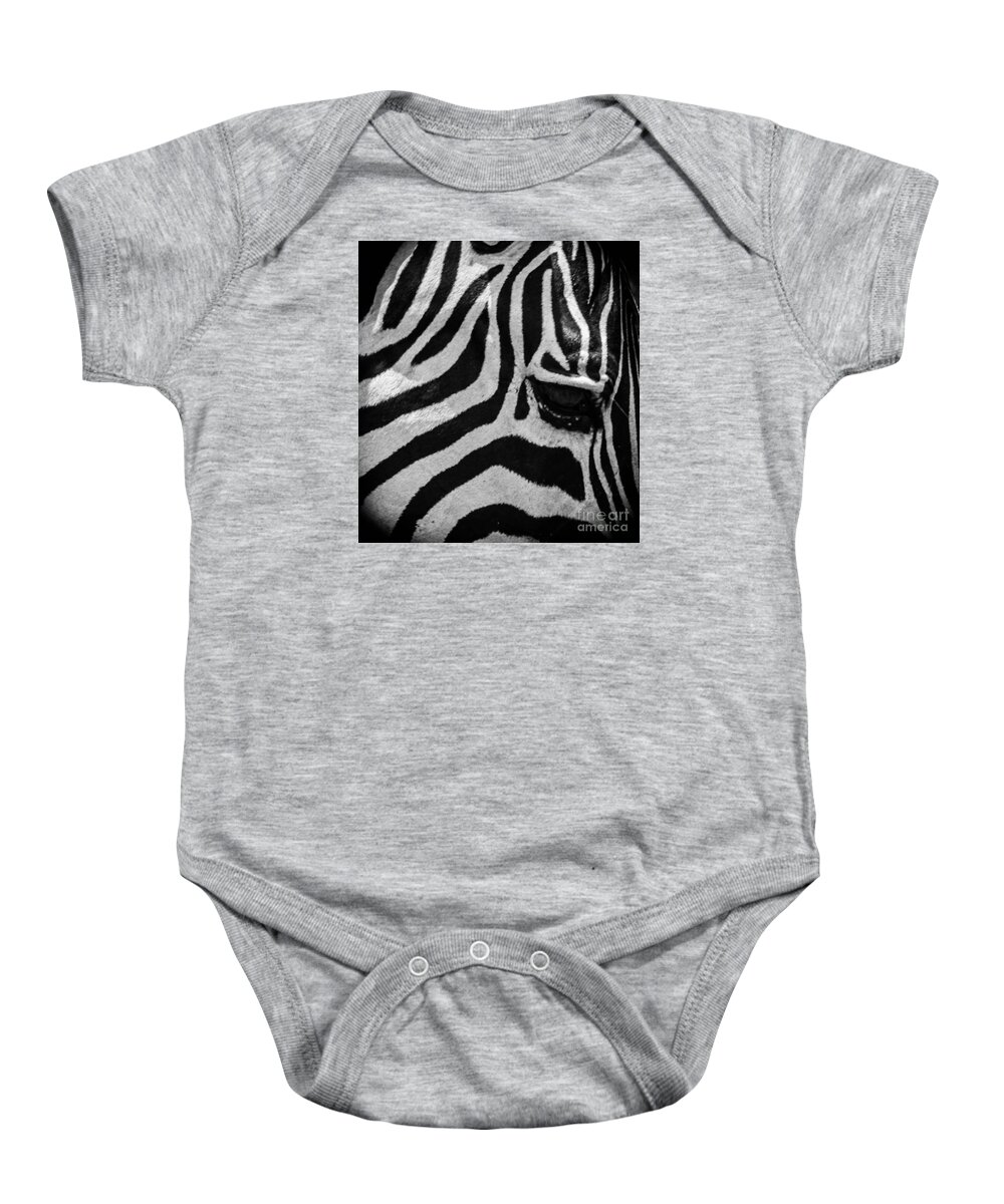 Nature Baby Onesie featuring the photograph Zebra Closeup 2 by George Kenhan
