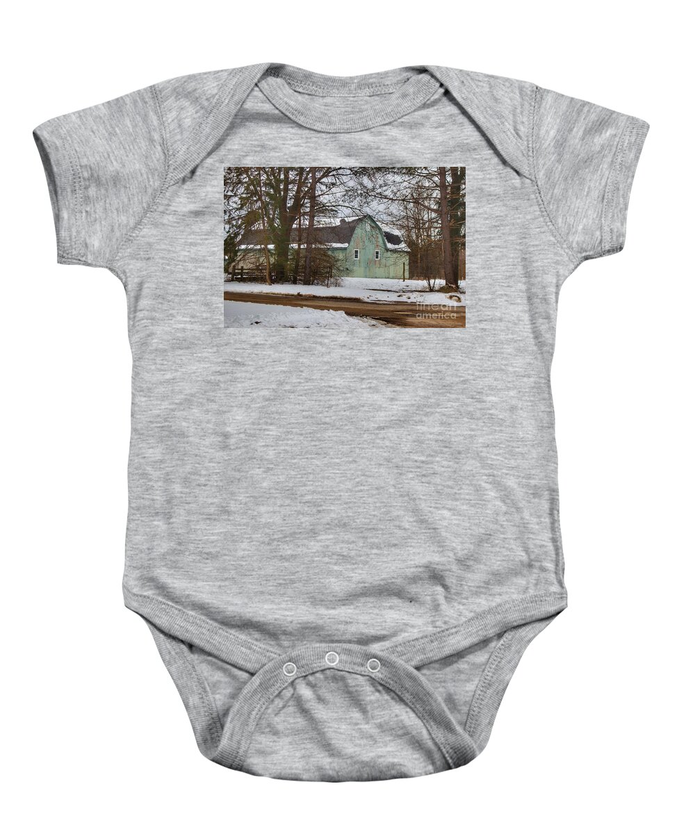 Barn Baby Onesie featuring the photograph 0666 - Hunters Creek Green by Sheryl L Sutter