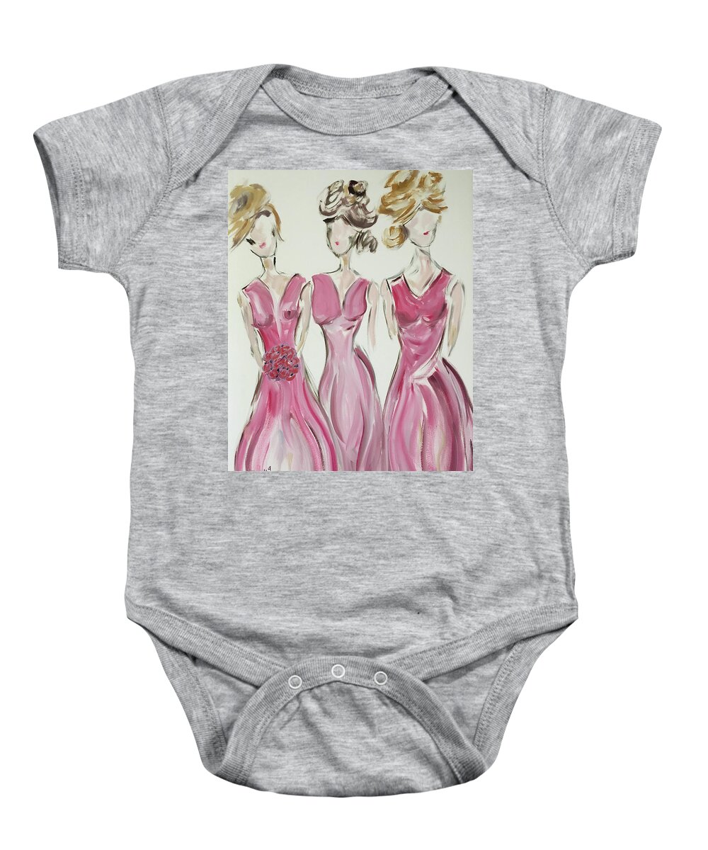 Debutante Baby Onesie featuring the painting Bridesmaids #1 by Roxy Rich
