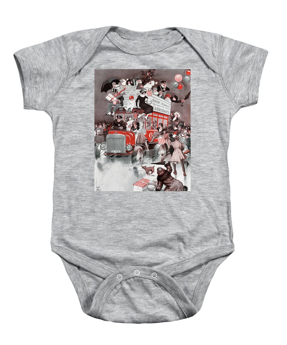 Bus Baby Onesie featuring the drawing Christmas shopping by English School