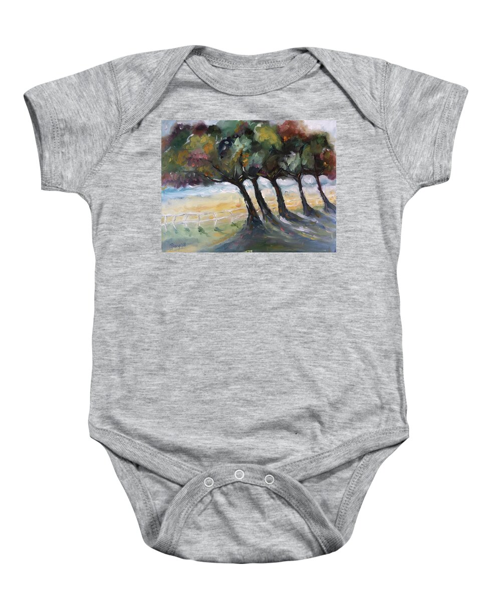 Country Baby Onesie featuring the painting Country Road #1 by Roxy Rich