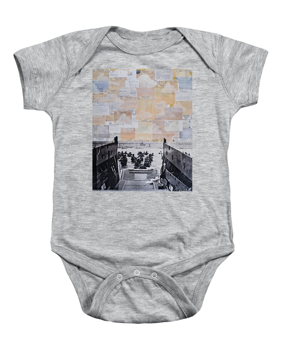 Dday Baby Onesie featuring the mixed media Operation Overlord by SORROW Gallery
