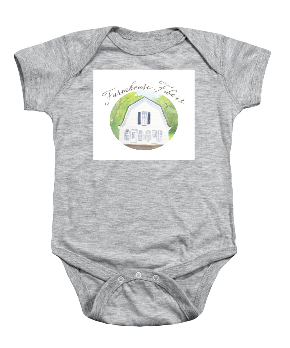Collage Baby Onesie featuring the painting farmhouse Fibers #1 by Judith Young