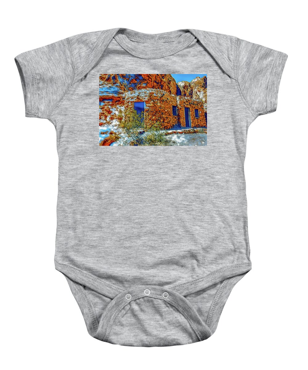 Stone House Baby Onesie featuring the digital art Historic Stone House #1 by Jerry Cahill