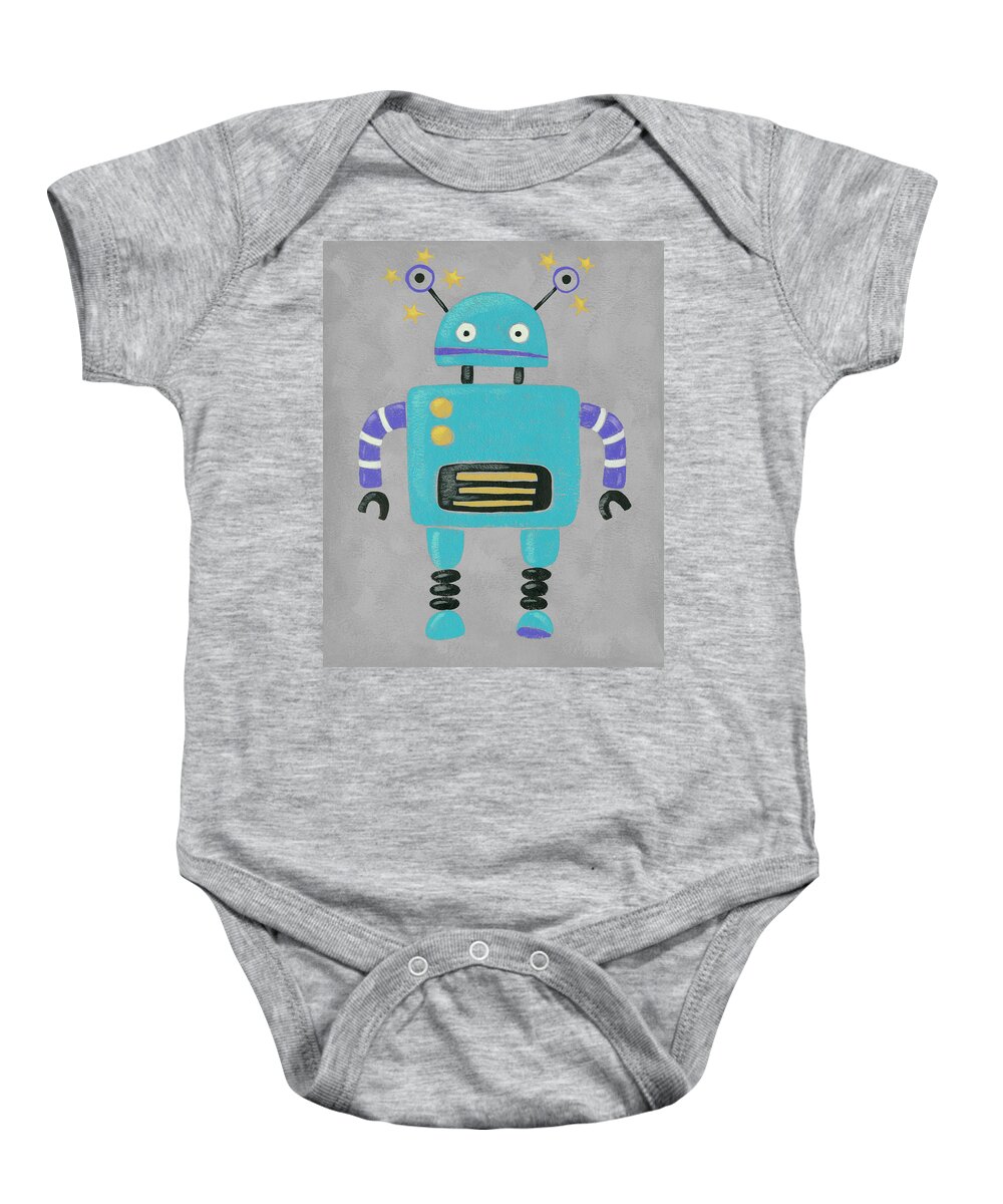 Children Baby Onesie featuring the painting Take Me To Your Leader I #1 by Chariklia Zarris