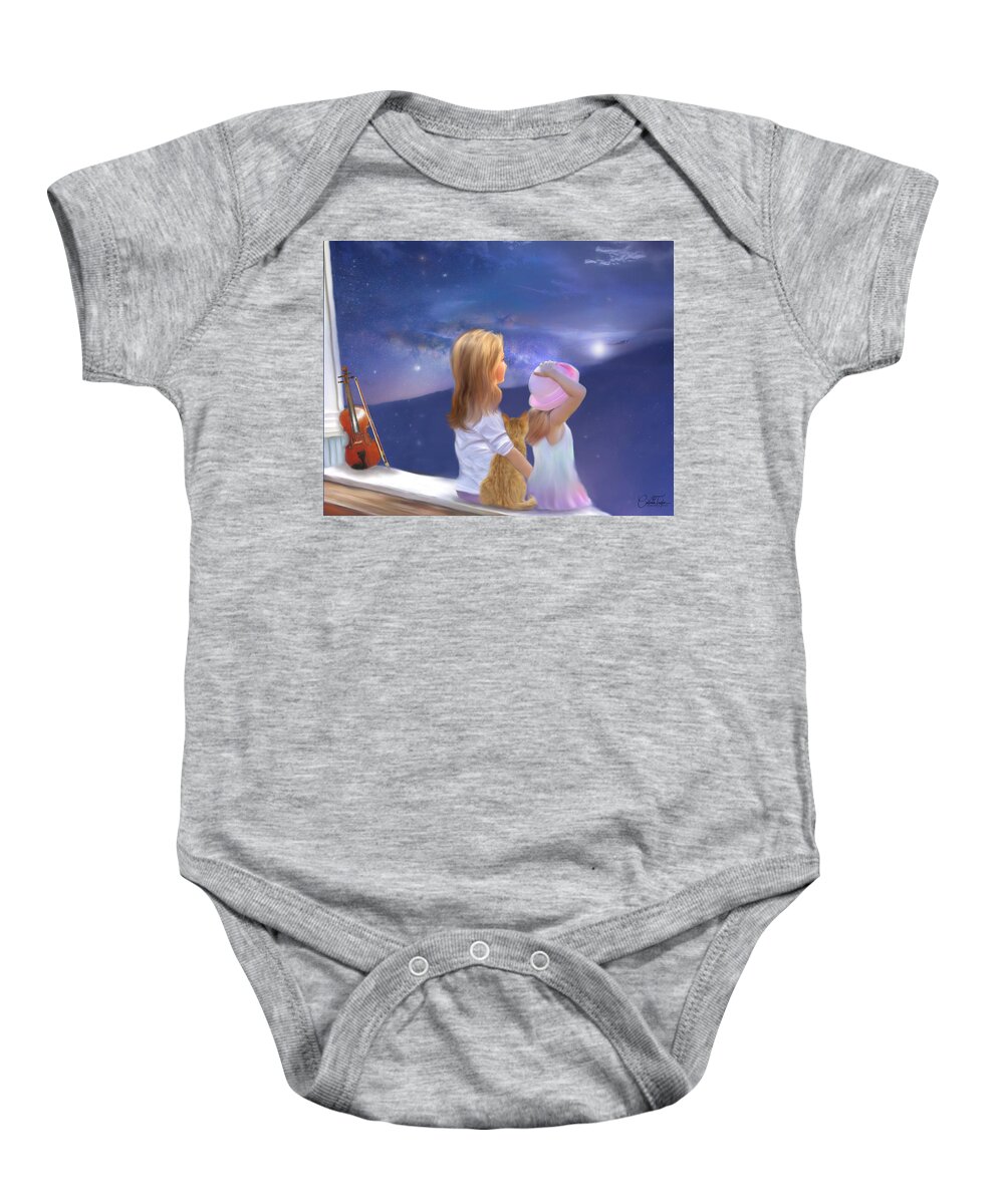 Cats Baby Onesie featuring the painting The Cat the Fiddle and Me by Colleen Taylor