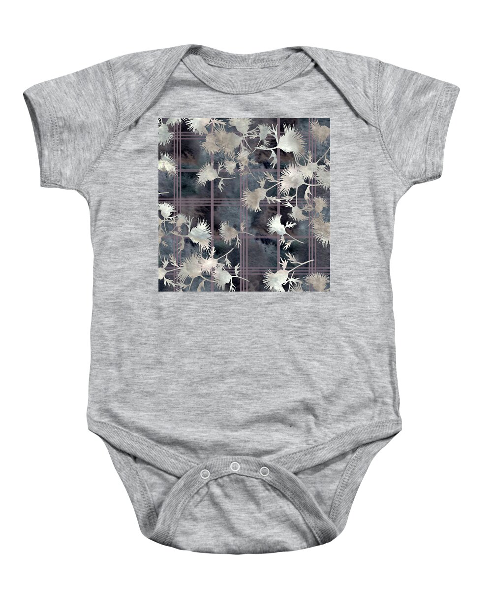 Thistle Baby Onesie featuring the digital art Thistle Plaid by Sand And Chi