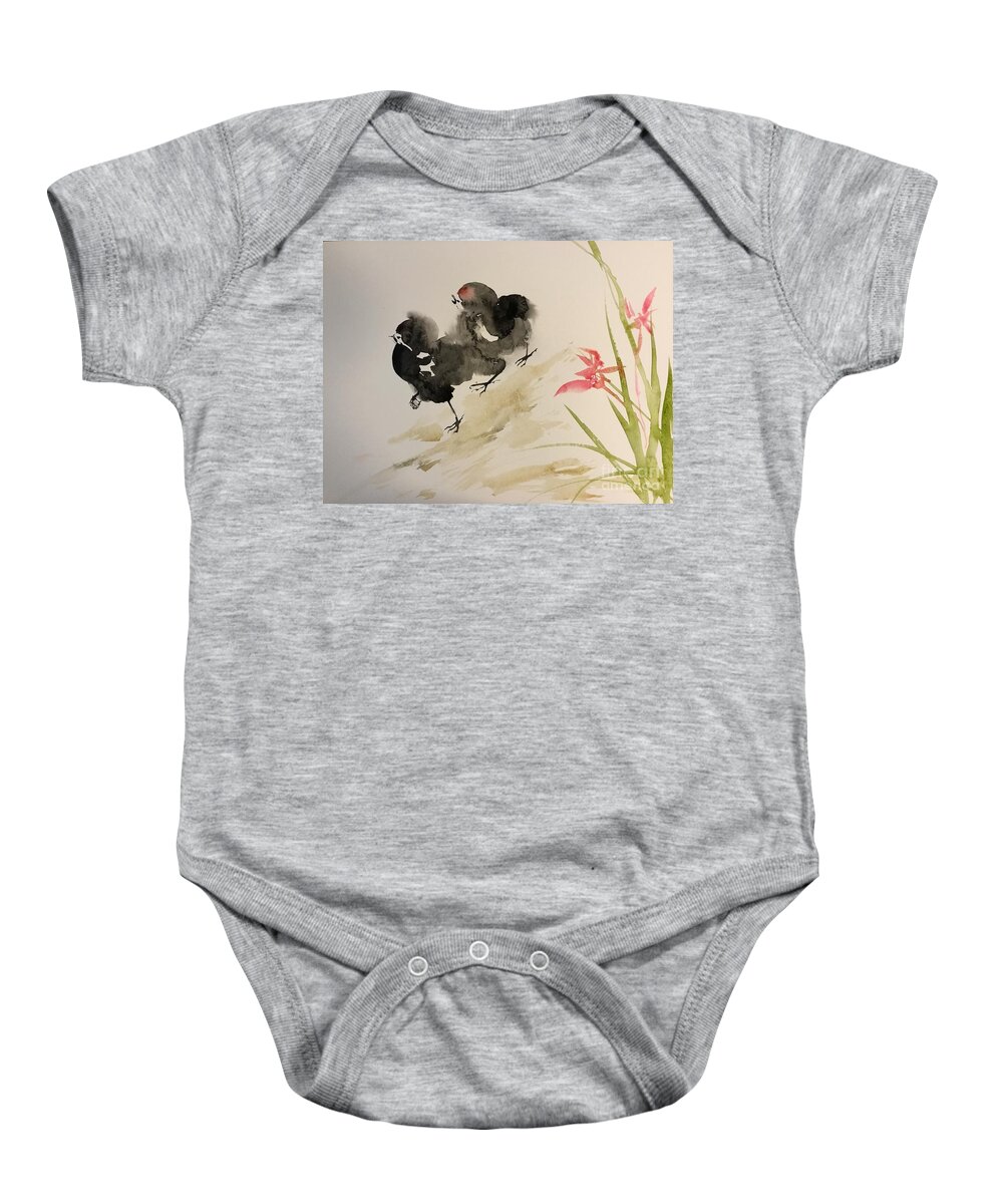 1402019 Baby Onesie featuring the painting 1402019 by Han in Huang wong