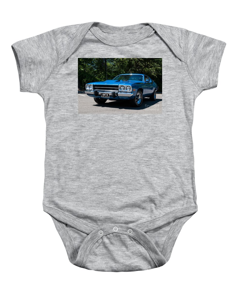 1973 Roadrunner Baby Onesie featuring the photograph 1973 Plymouth Roadrunner by Anthony Sacco