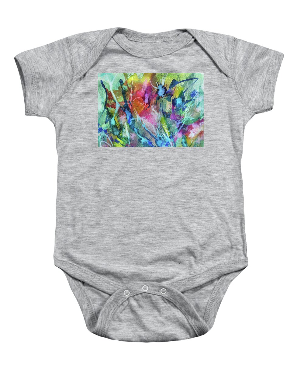 Rose Baby Onesie featuring the painting Abstract 224 #2 by Jean Batzell Fitzgerald