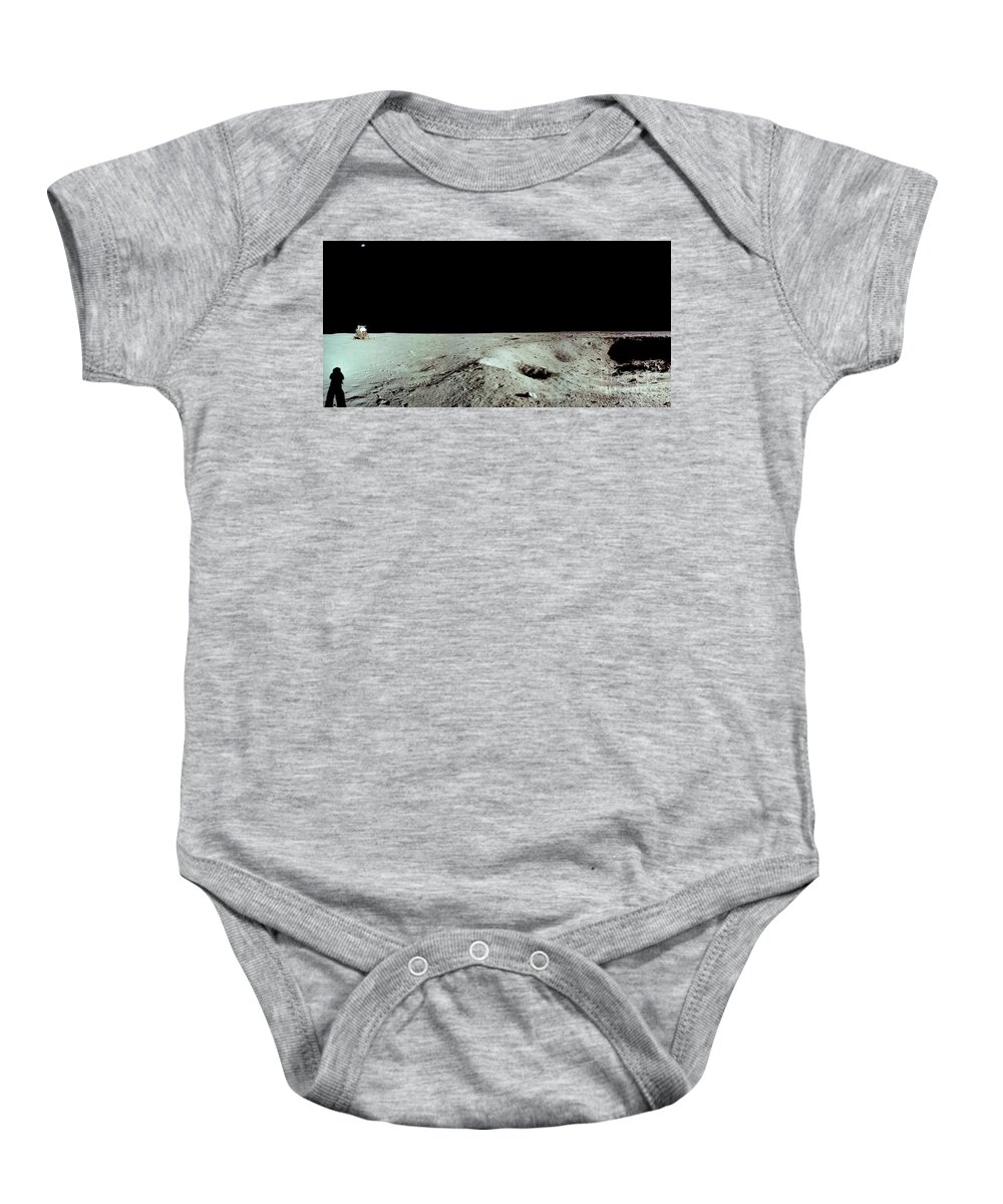 Apollo 11 Baby Onesie featuring the photograph Apollo 11 Panorama of the first men by Andy Myatt