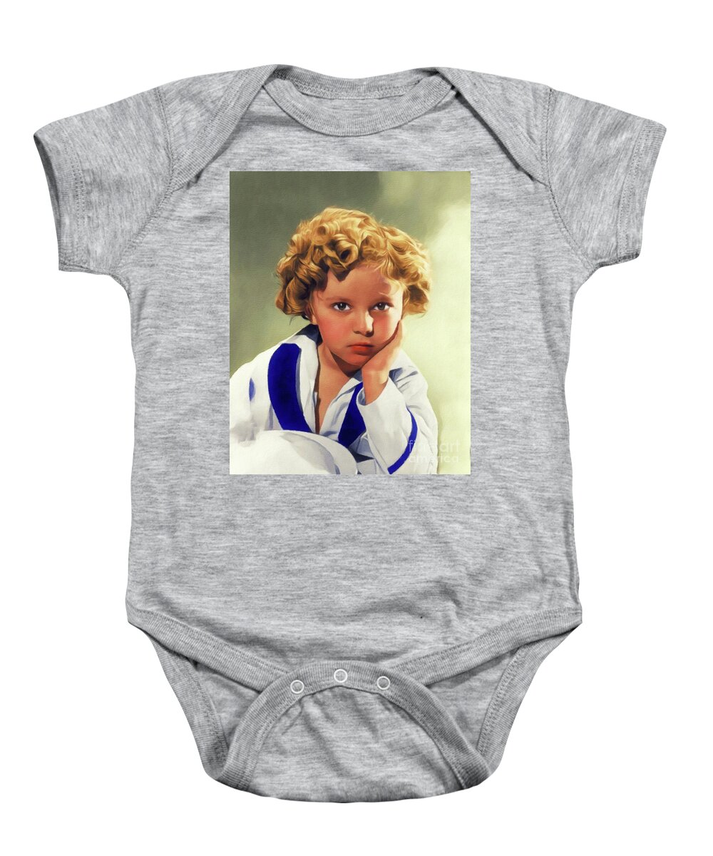 Shirley Baby Onesie featuring the painting Shirley Temple, Vintage Actress #2 by Esoterica Art Agency