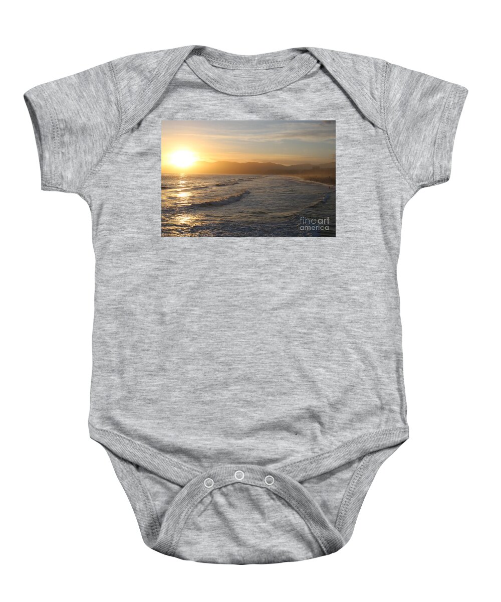 Sunset Baby Onesie featuring the photograph Pacific Sunset , Santa Monica, California #3 by John Shiron