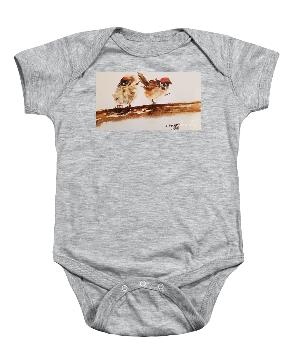 #34 2019 Baby Onesie featuring the painting #34 2019 #34 by Han in Huang wong