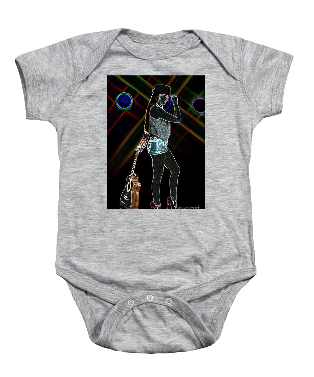Sexy Model Baby Onesie featuring the photograph 412.1855 Guitar Model Drawings #4121855 by M K Miller