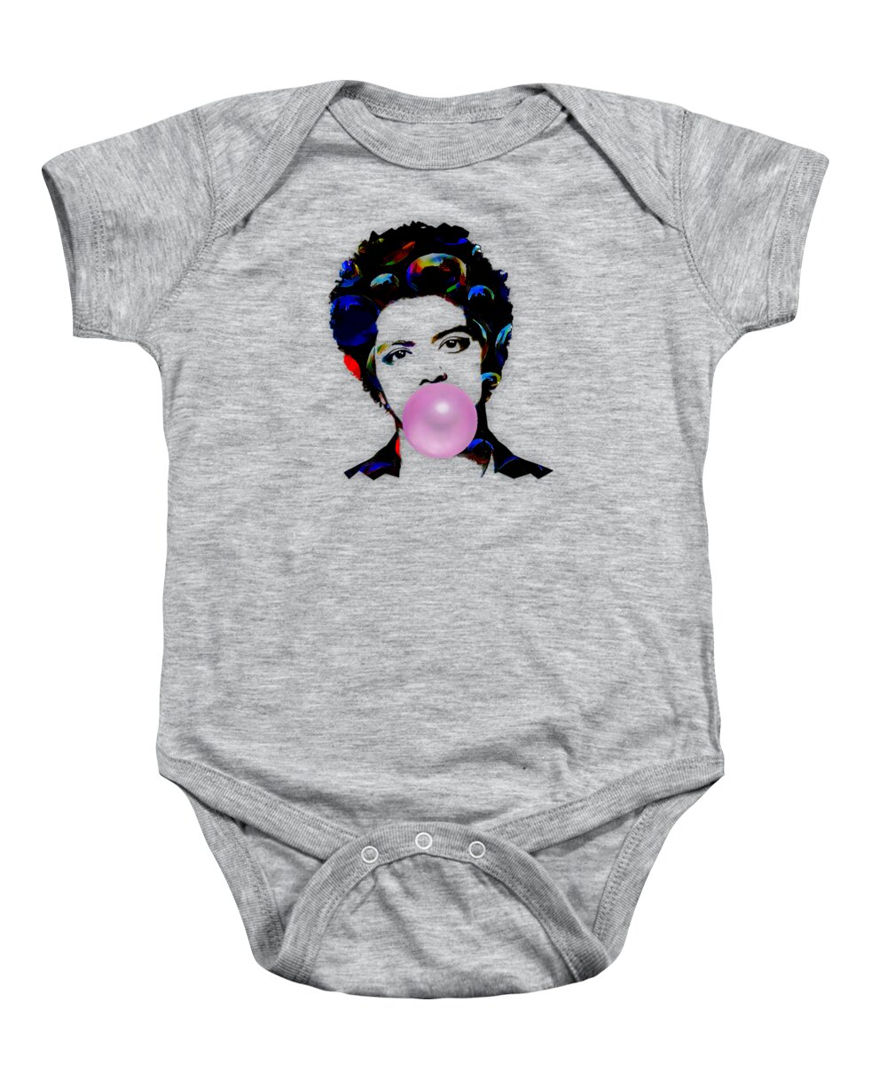 Pop Baby Onesie featuring the mixed media Bruno Mars #7 by Marvin Blaine